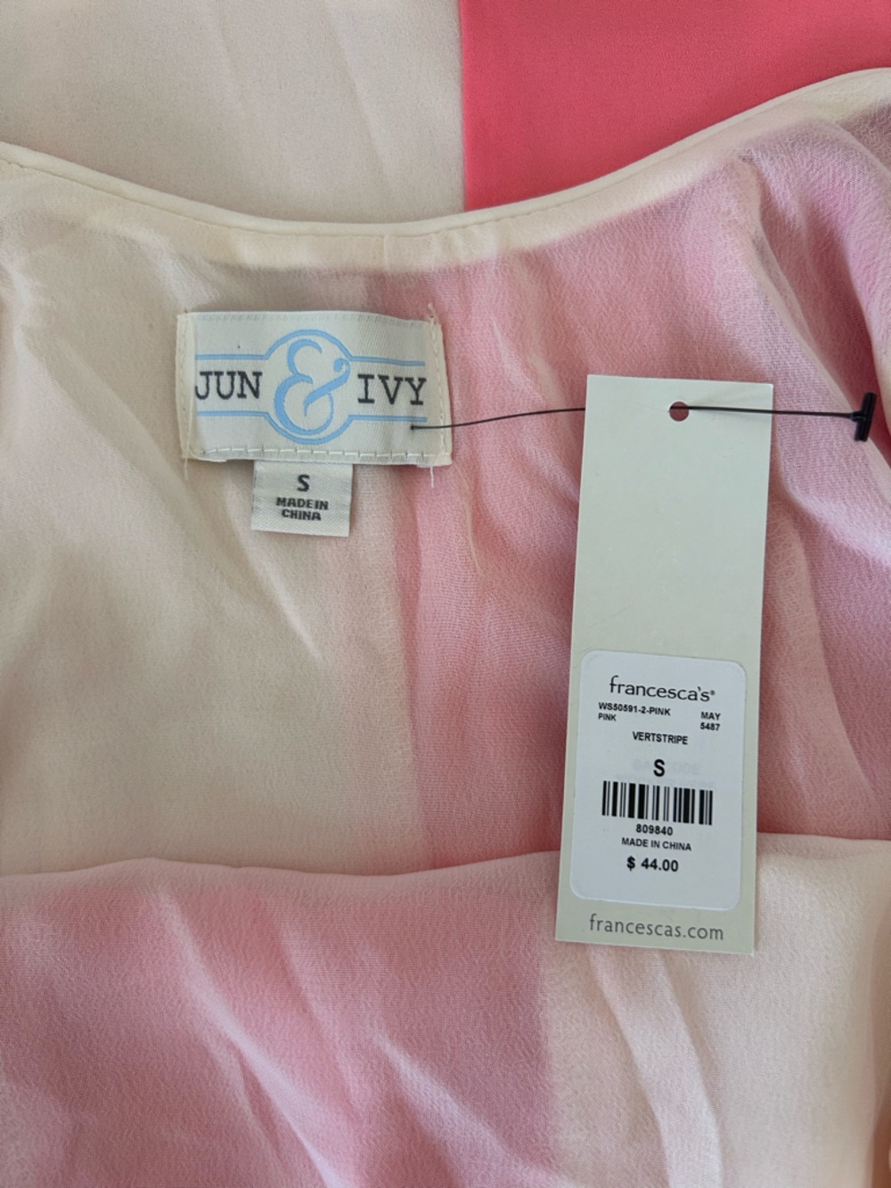 Jun & Ivy Ombré Pink Mini Dress color-block panels in pink & cream Size Small - Picture 7 of 10